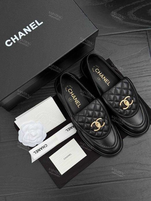 В наличии лоферы Chanel черный цвет Шанель р.38 натуральная кожа