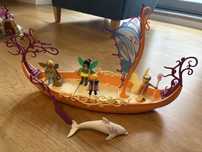 Playmobile wróżki kwiat z wodospadem- 9135, statek- 71596, i las