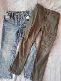 Spodnie 2 pary rozm 116 jeansy i bojówki