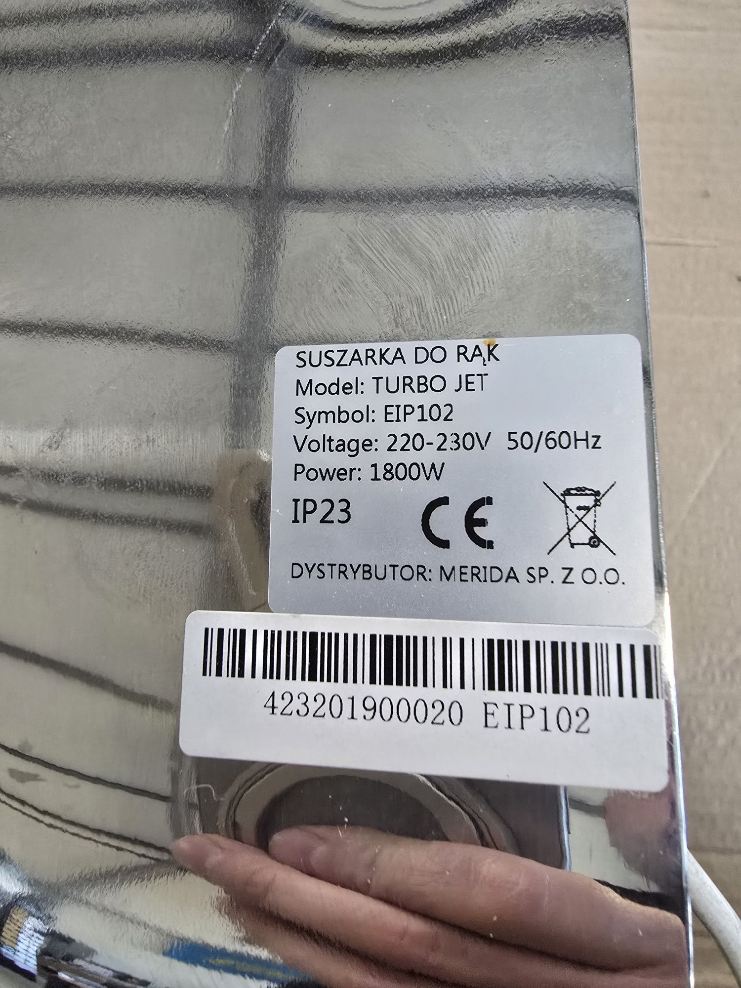 Suszarka do rąk merida  1800W