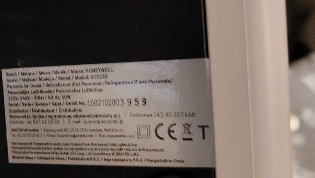 Klimator wodny schładzacz powietrza 3w1 Honeywell Zeta