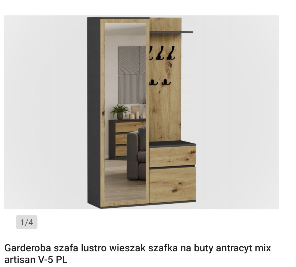 Garderoba z wieszakiem i z lustrem