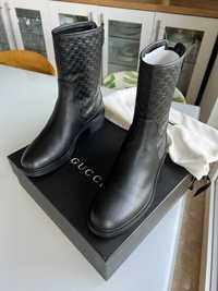 Oryginalne czarne skórzane buty Gucci 38,5