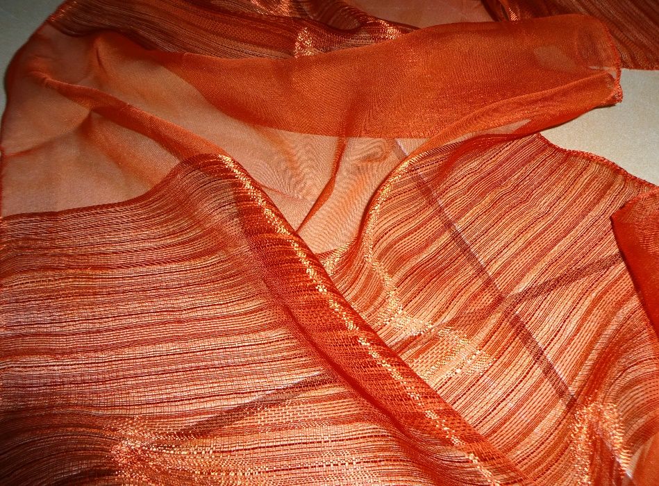 pomarańczowy CEGLANY delikatny elegancki szal szalik chusta apaszka