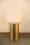 Par de candeeiros de mesa em vidro e base em metal dourado
