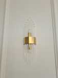 NOWOCZESNY Złoty Kinkiet Kryształy LED G9 35cm x 10cm Gold Złota Lampa