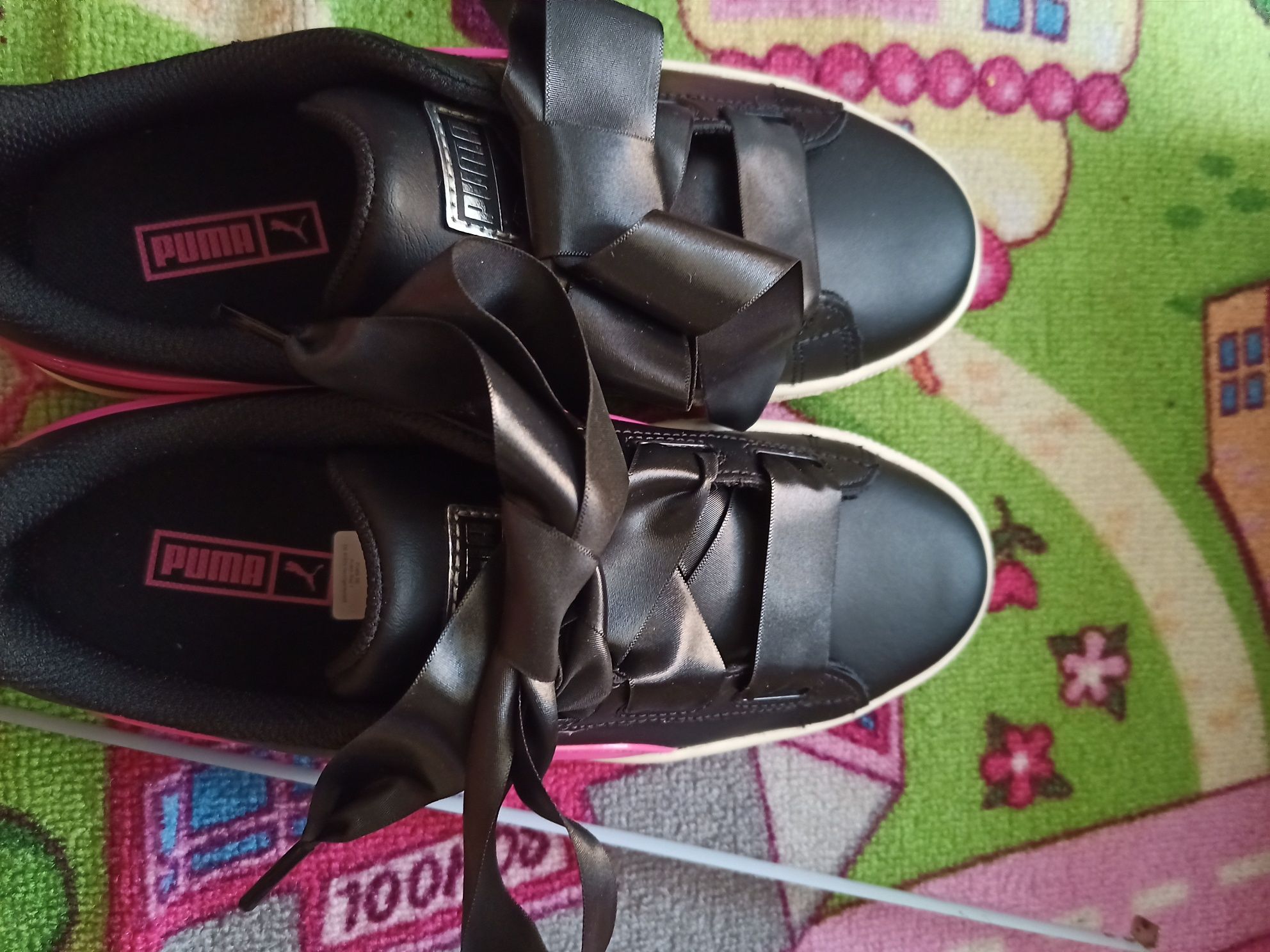 Nowe buty puma heart jelly 38 wkładka 24, 5 cm skóra czarne z różowym
