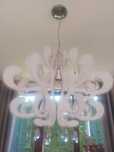 Biała lampa sufitowa wisząca klosz akrylowy styl glamour 2 szt