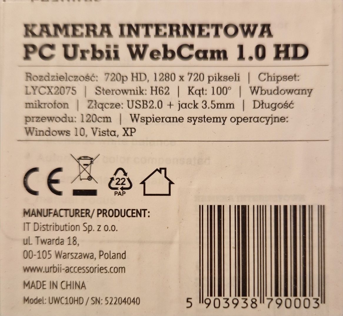 Nowa kamera internetowa HD, USB, mikrofon