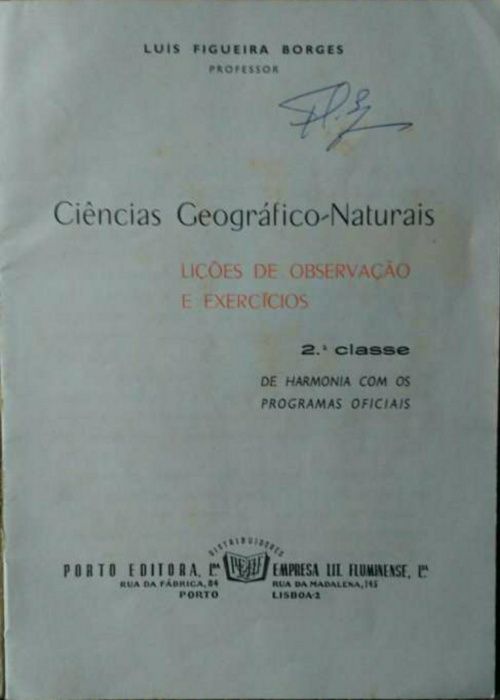 Ciências Geográfico Naturais Antiga para a 2^ classe...