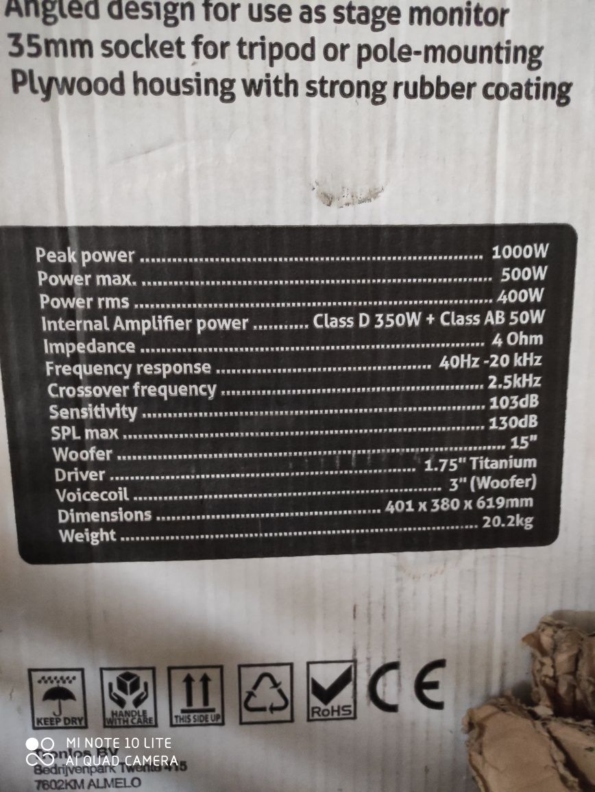 Kolumny Power Dynamic PD615A stan bardzo dobry