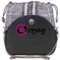 CZARNY organizer OBAG MOON LIGHT worek szara krata 2 kieszenie OMAY