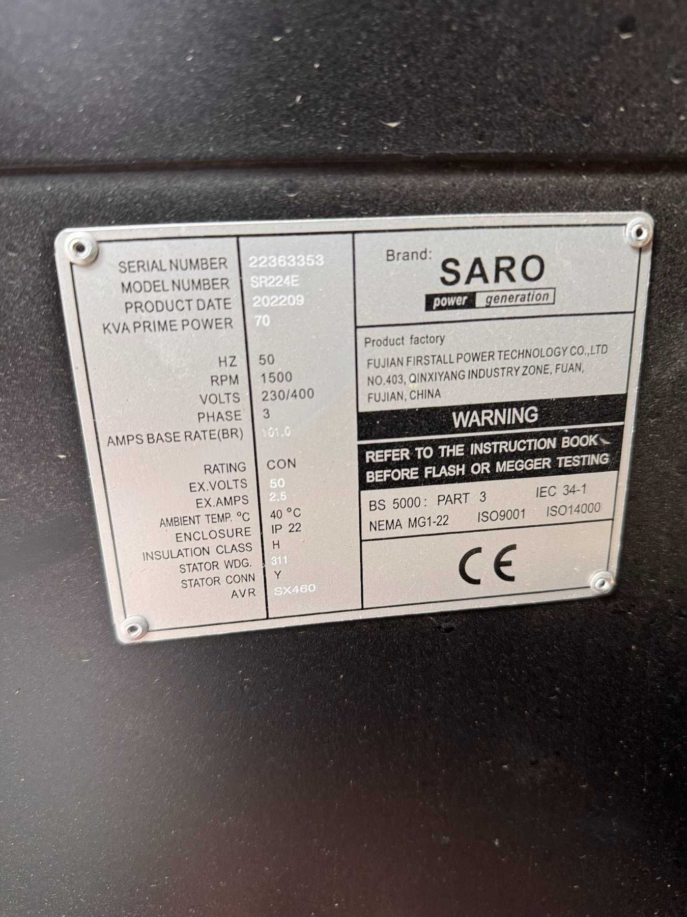 Дизельный генератор SARO SR224E 60 KVA