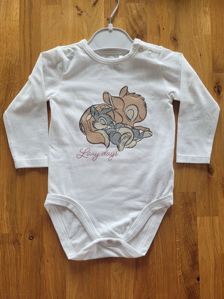 Zestaw 2w1 body z długim rękawem + spodenki legginsy Bambi Disney r 80