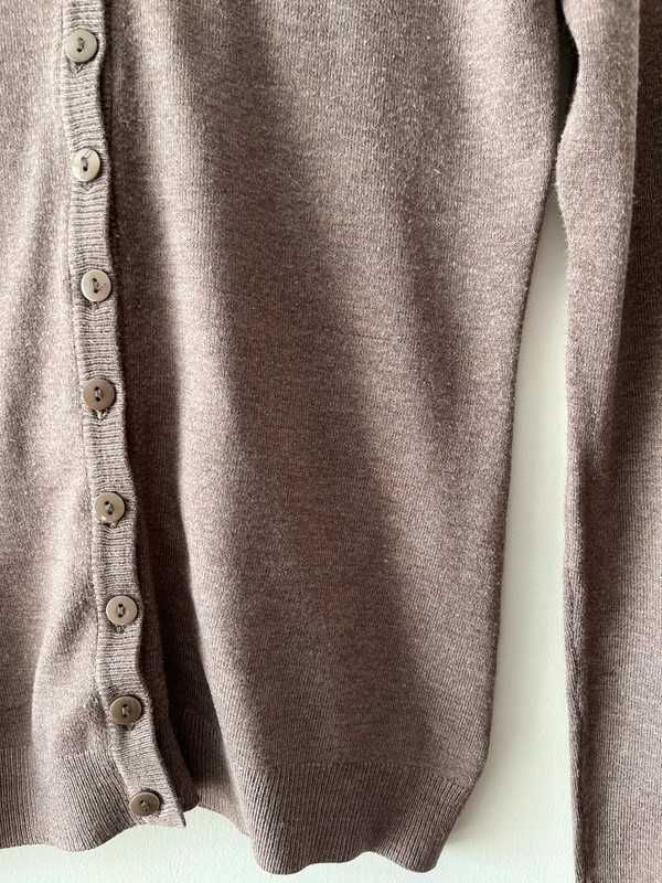 Brązowy beżowy zapinany sweter damski Mohito S 36