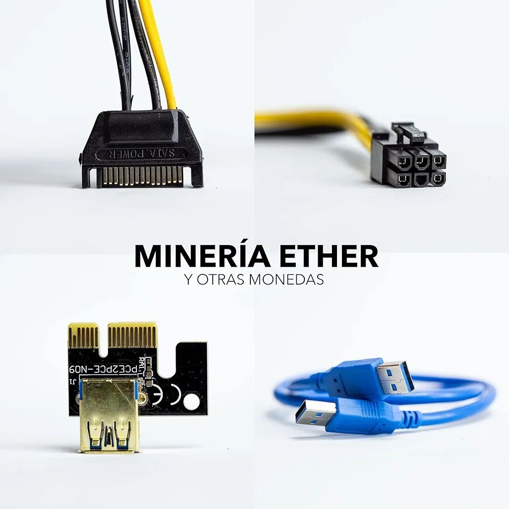 Adapter PCI-E 1X na 16X z Przedłużaczem USB 3.0 + 6-pinowy Kabel SATA,