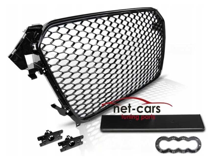 Grill + kratki zderzaka AUDI A4 B8 11-14 wzór RS czarny połysk