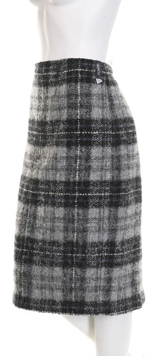 BONITA ciepła szara spódniczka midi w kratkę wełna alpaka r. 46