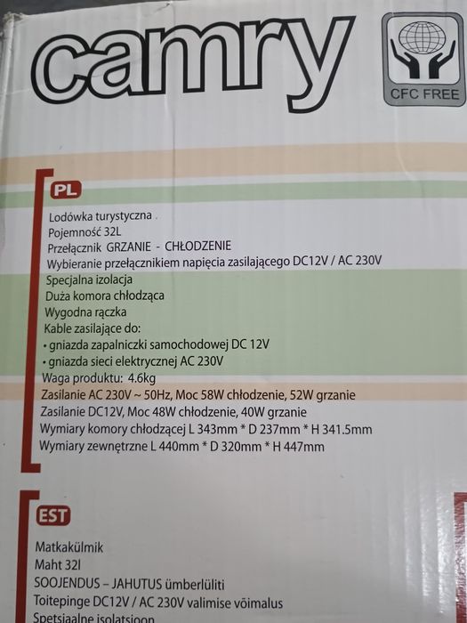 Lodówka turystyczna samochodowa 32 L