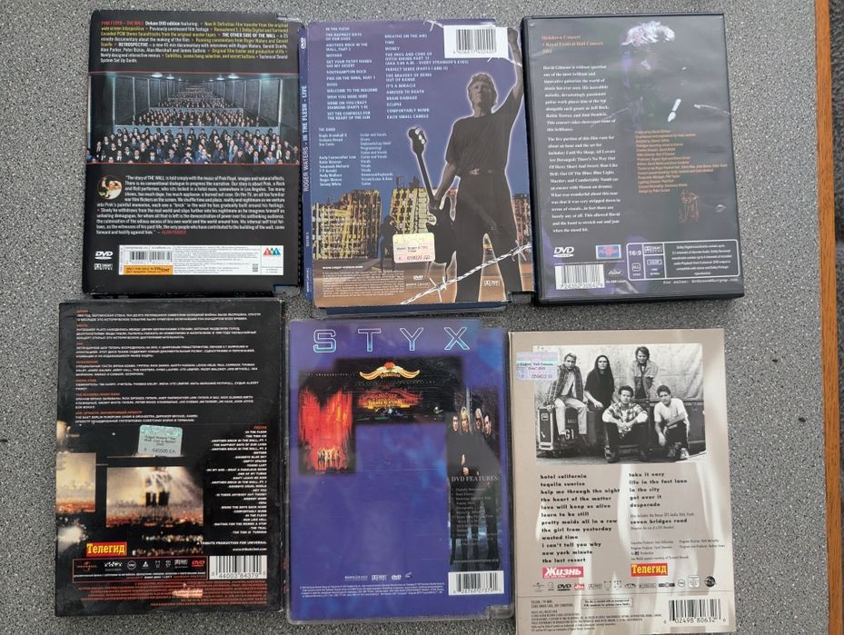 DVD ліцензія David Gilmour, Pink Floyd. Roger Waters. Styx. Eagles
