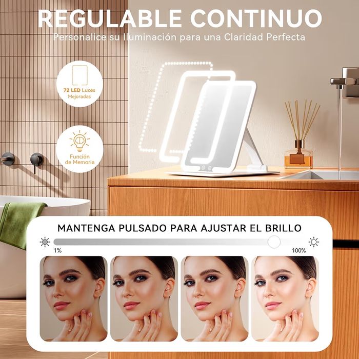 Espelho de maquilhagem com luz