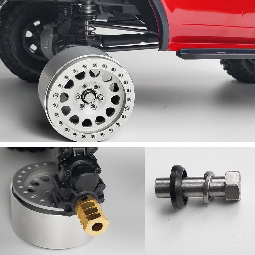 4 mosiężne hexy 12x20mm z nakrętkami tulejkowymi do modelu rc TRX SCX