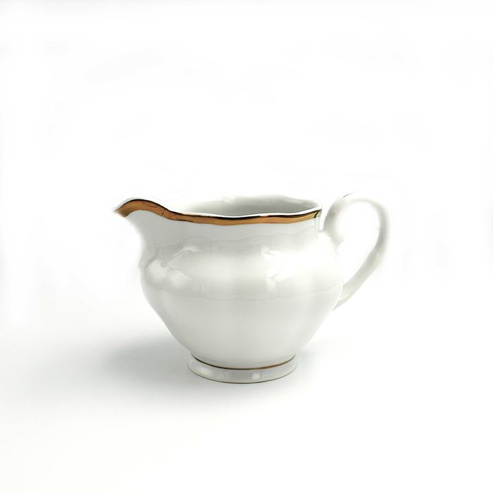 Mlecznik porcelanowy Karolina biały złocenia vintage PRL lata 70 1970