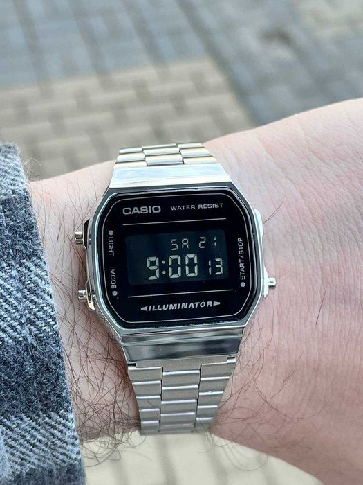 Годинник A168 WEM Silver/Black | Часы касио A159W | Мужские Винтаж AQ