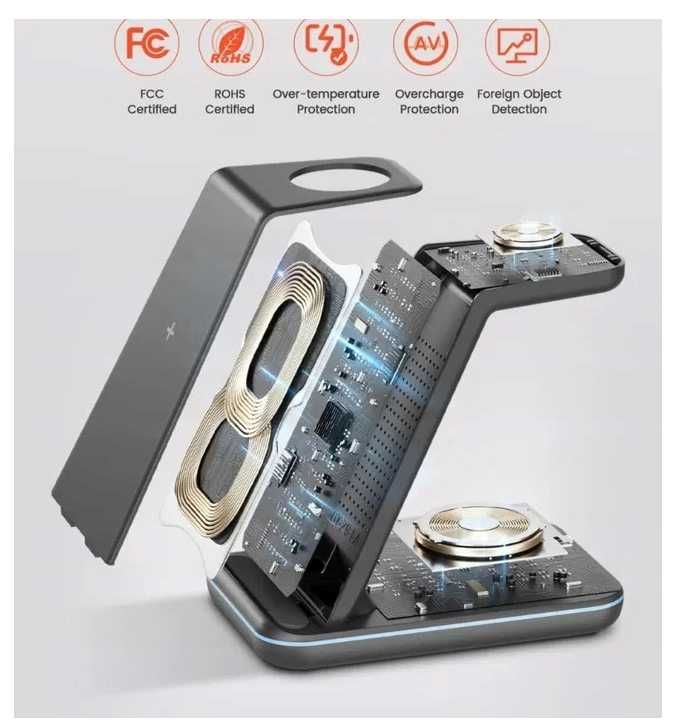 Ładowarka bezprzewodowa, 3 w 1 Stacja ładująca do iPhone GEEKERA