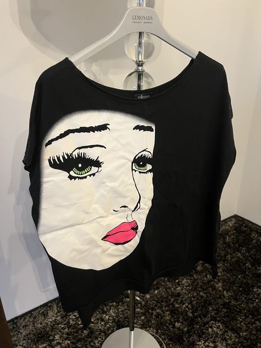 T-shirt czarny twarz, one size, minouu