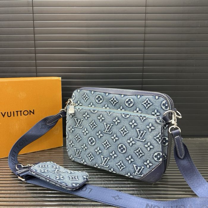 Louis Vuitton 3v1 3в1 мессенджер сумка мужская джинсовая синяя