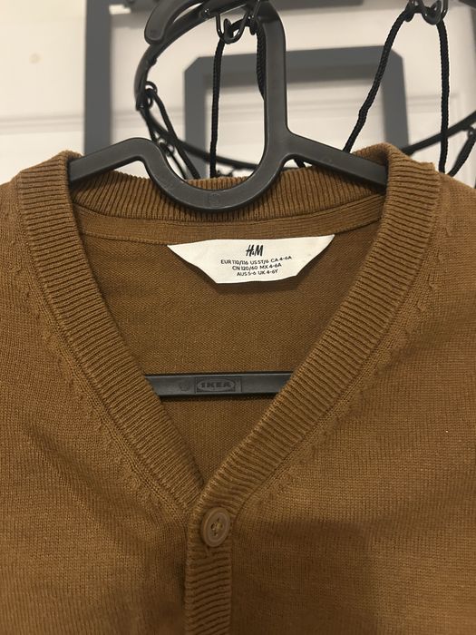 Sweterek kardigan brązowy rozpinany H&M 110/116