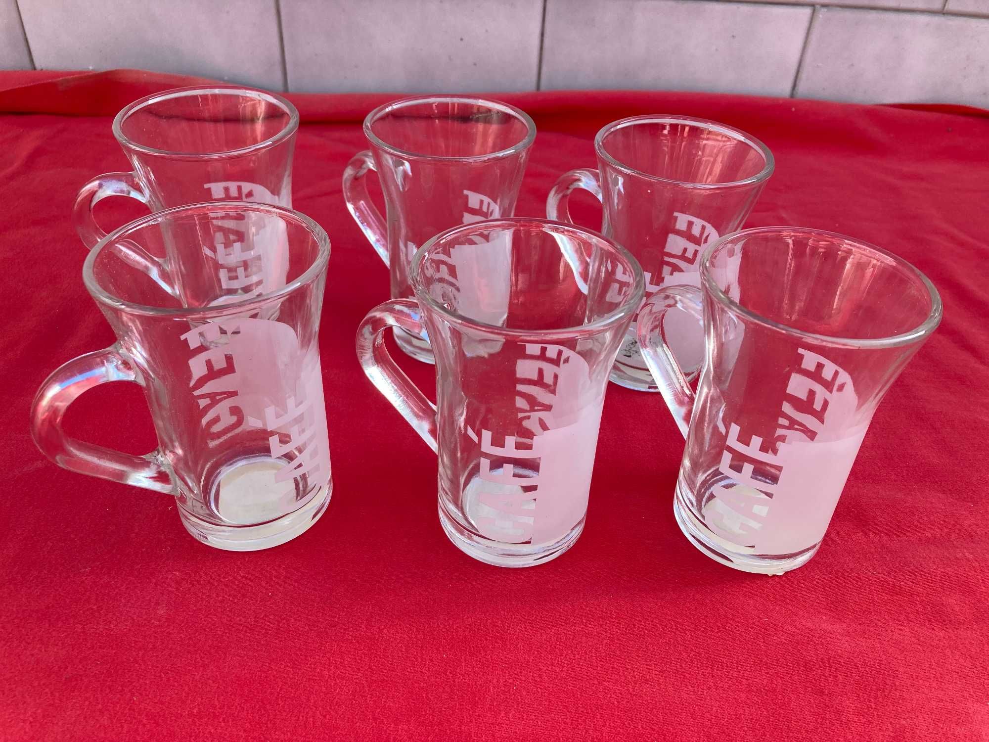 Conjunto de 6 canecas Caffe em vidro Italianas Novas