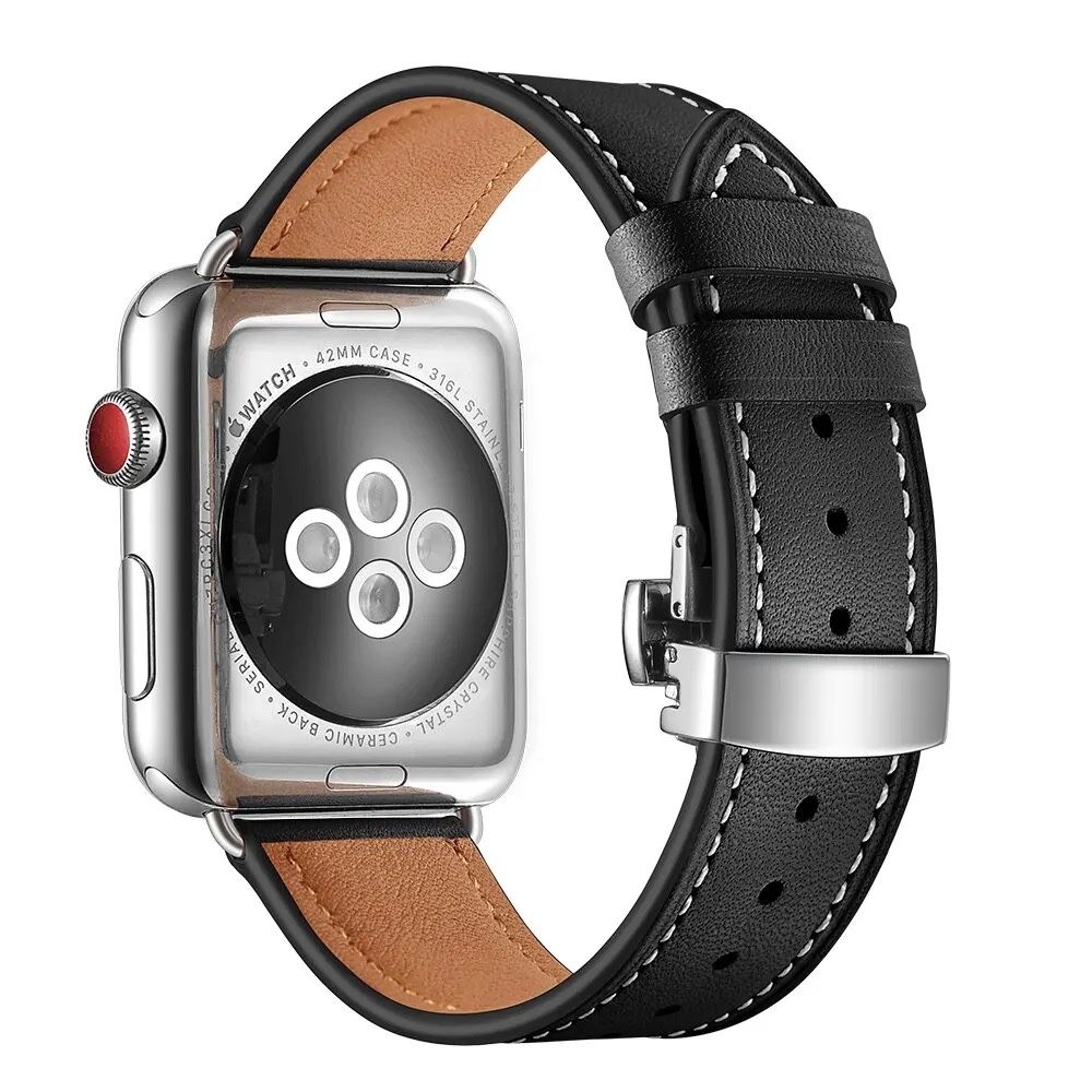 Czarny Pasek klasyczny do Apple Watch  4 / 5 / 6 / 7 / 8 / 9 /ULTRA