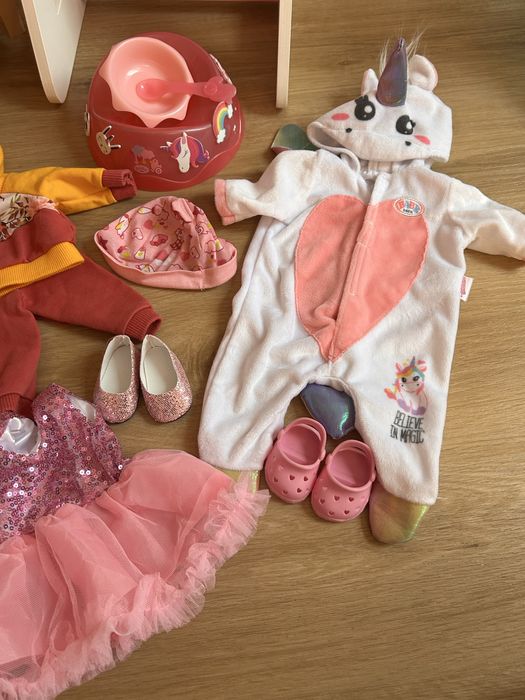 Zestaw lalka baby born krzeselko lozeczko akcesoria ubranka