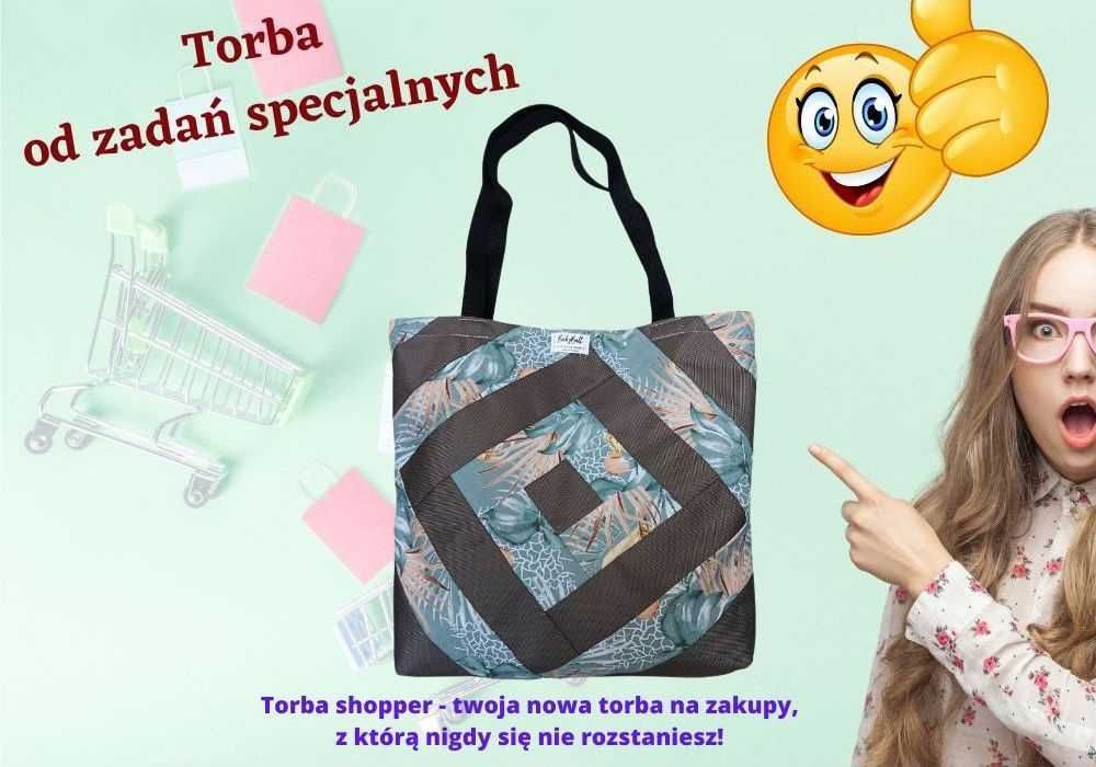 Torba na zakupy do pracy kolorowa siatka bawełniana shopperka