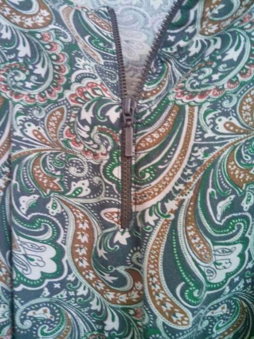 Vestido algodão tons verde e bege