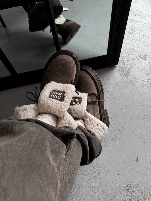 Черевики Miu Miu Boots Khaki Brown / Черевики Міу Міу Бутс коричневі