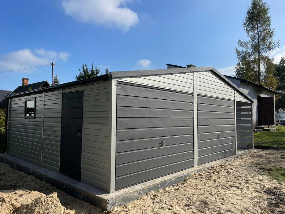 Garaż Blaszany szary 8x6 ażury ral 9006 hala wiata  7x6 7x7 10x6 9x6