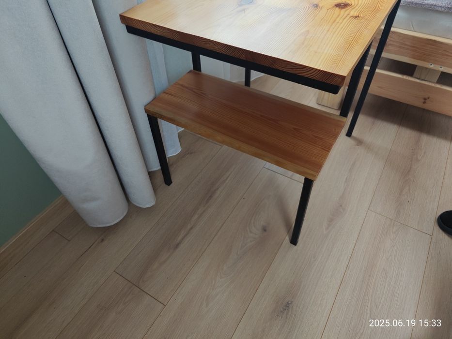 Stolik kawowy loft z półką drewniane blaty solidny