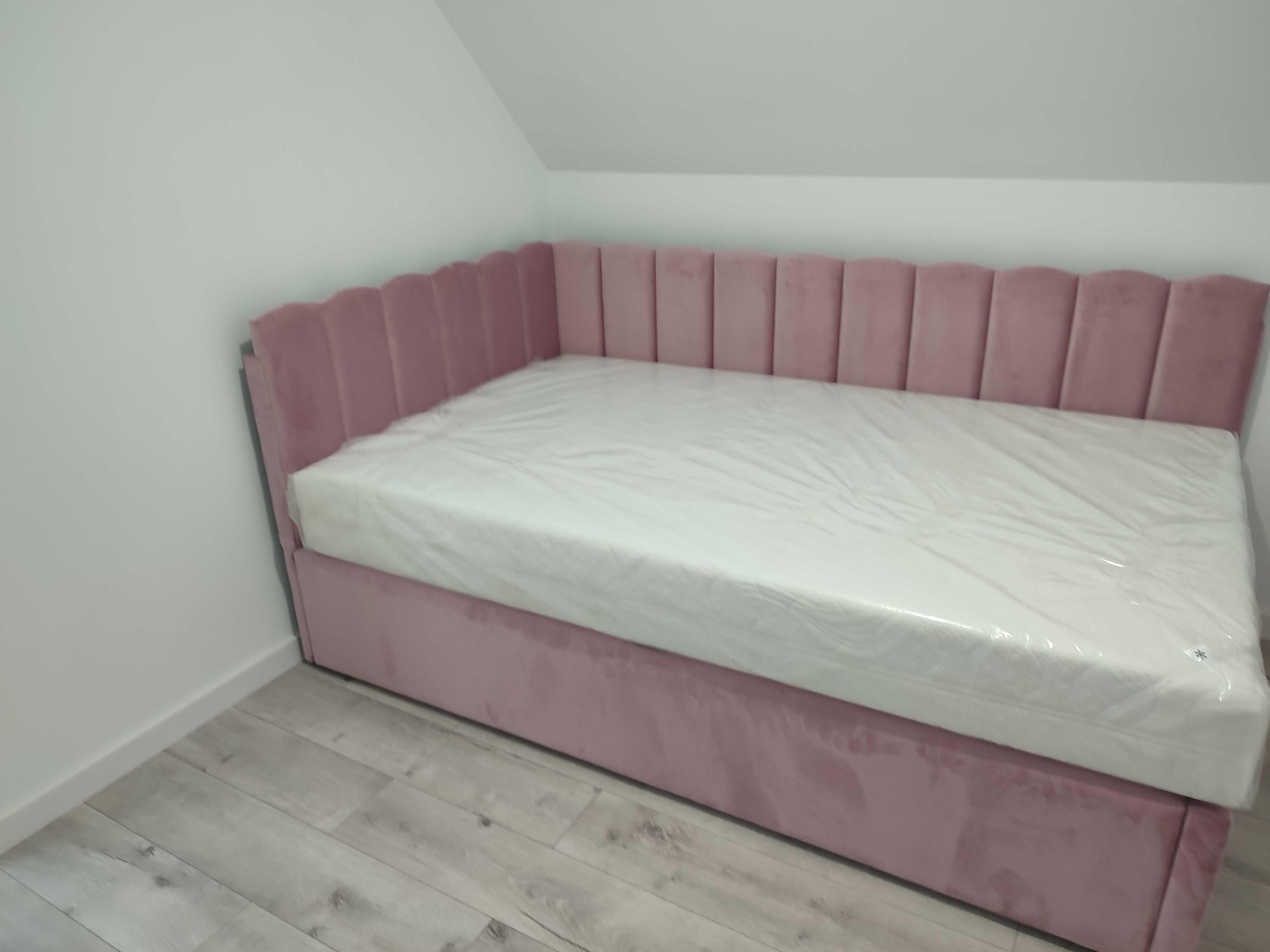 7 Łóżko tapicerowane, narożne, pojemnik, producent 120/140 x 200