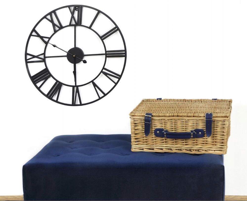ZEGAR ŚCIENNY METALOWY CZARNY DUŻY cichy zegarek 50 cm na ścianę loft