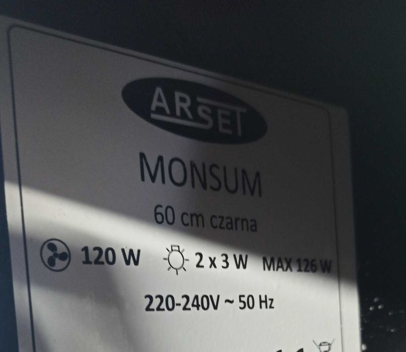 Okap kuchenny kominowy czarny 60 cm