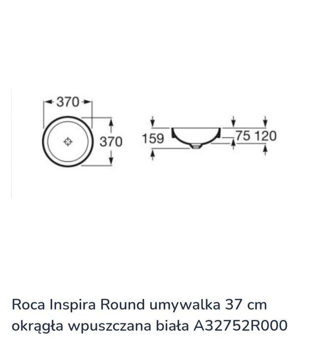 Umywalka Roca Inspira round 37cm cienkościenna NOWA! OKAZJA!