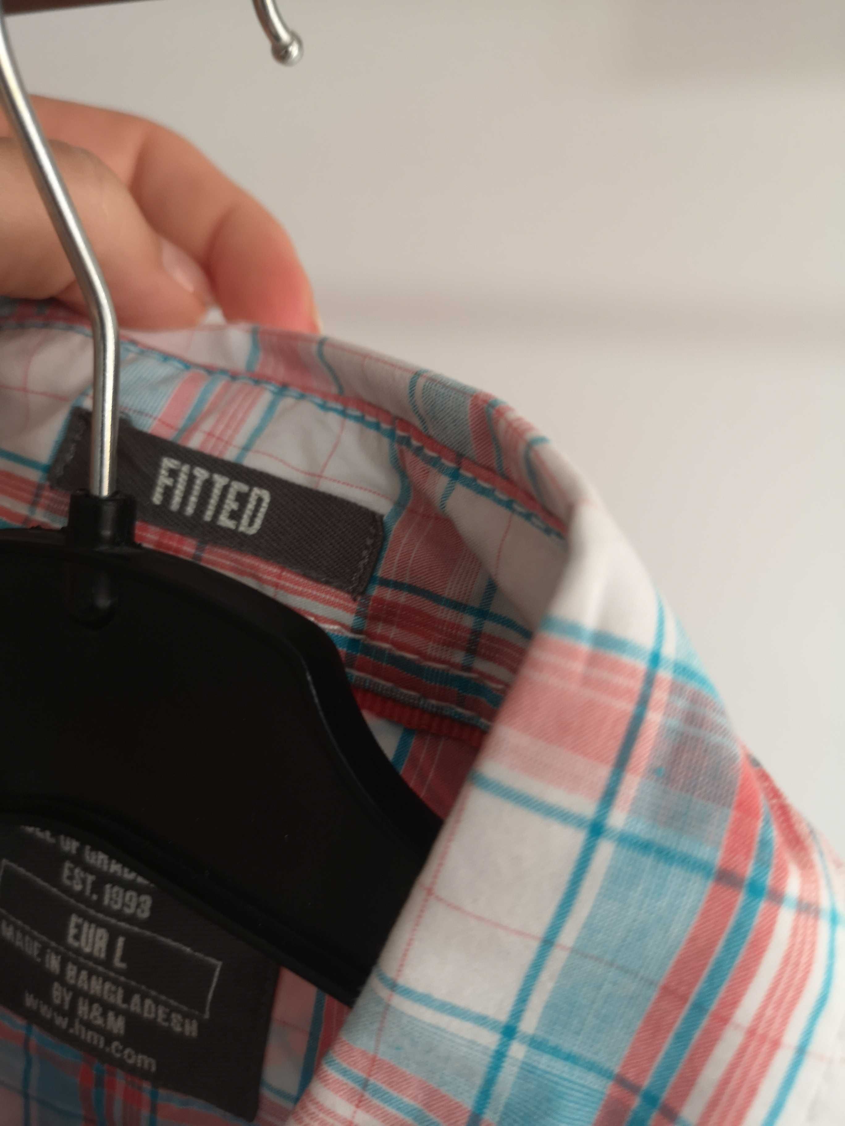 H&M koszula w kratkę z krótkim rękawem r. 40/L