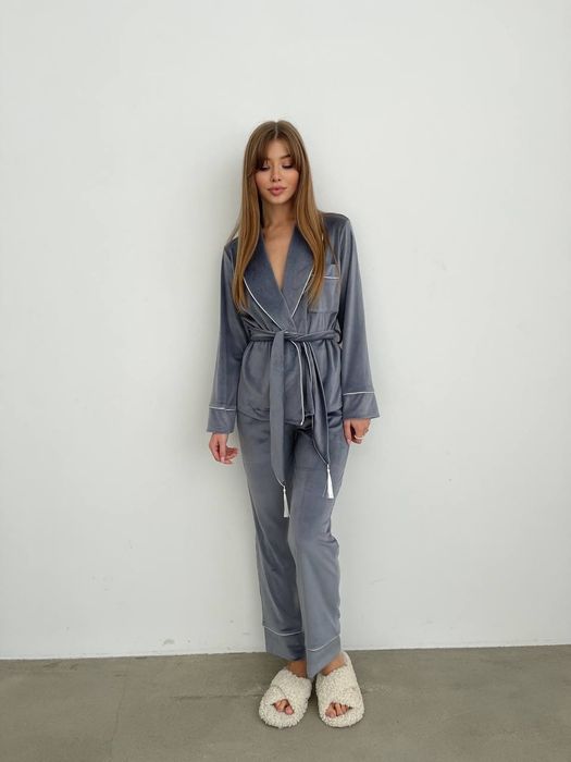 Плюшевий костюм для дому та відпочинку піжама кофта штани велюр