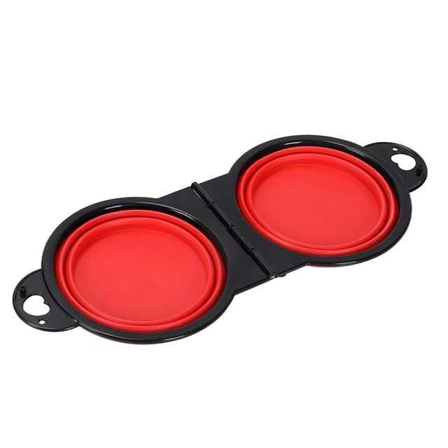 Dwukomorowa Miska na Karmę i Wodę kolor czerwony