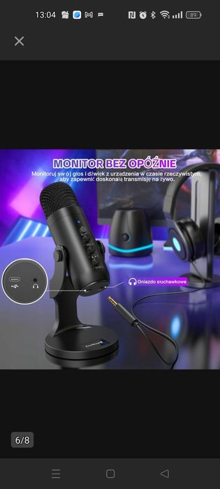 Profesjonalny mikrofon ZEALSOUND K66 USB PLUG&PLAY do pracy grania