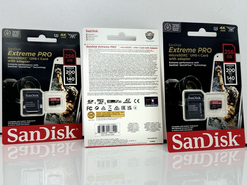 Карта пам'яті SanDisk Extreme Pro microSDXC 256GB UHS-T U3+ SD адаптер