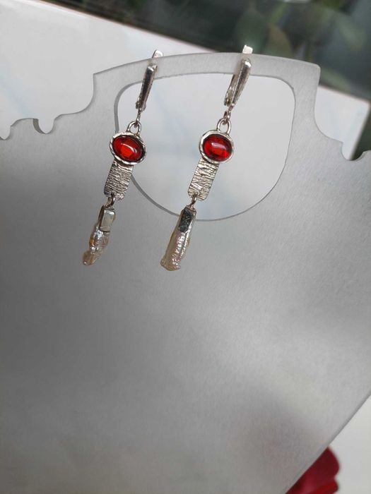 Серебряные серьги с натуральным жемчугом